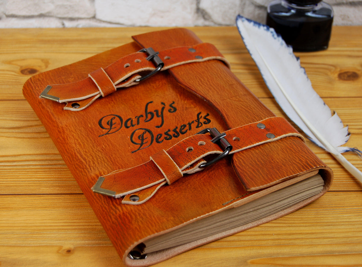 Handmade Leather Recipe Book, Personalized Engraving Name Journal Notebook,  Custom Family Cookbooks,  Anniversary|Birthday|Thanksgiving|Christmas|Mothe