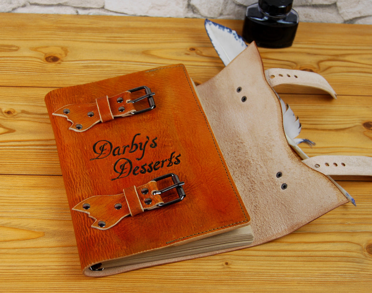 Thick Heirloom Cookbook/personalized A5 Leather Recipe Book/450