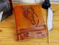 Gift Horse Leather Journal, Personalized Journal, Medieval Journal, Diary, Notebook, leather Book, Personalized Gift, TiVergy Journal